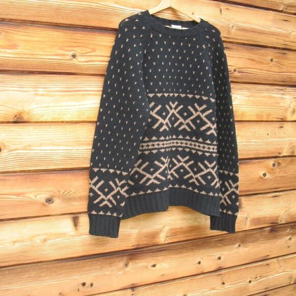 Moncler Black Tan Wool Blend Crew Neck Sweater - Picture 2 of 8